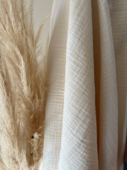 Tissu Double Gaze de Coton Écru Uni
