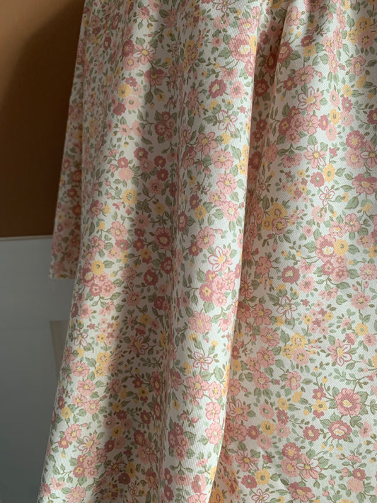 Coton Imprimé Bio Champêtre Rose et Vert