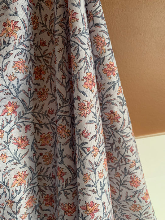 Coton Fleuri Bio Indien Bleu et Rose