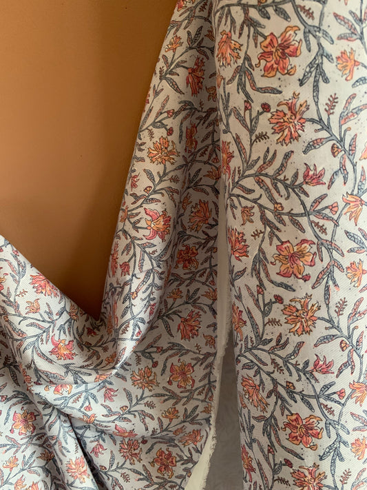 Coton Fleuri Bio Indien Bleu et Rose