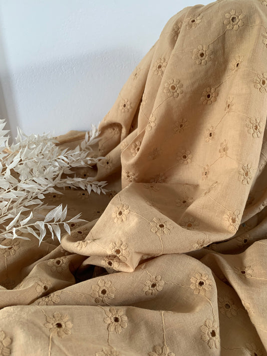 Coton brodé - Camel Sable