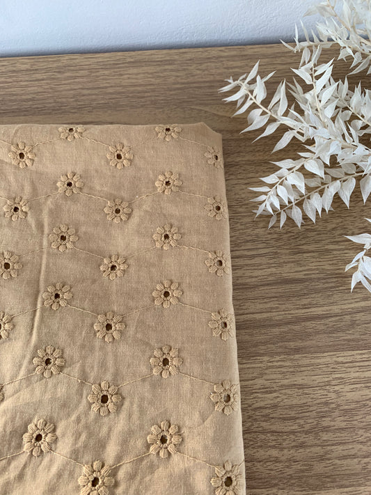 Coton brodé - Camel Sable