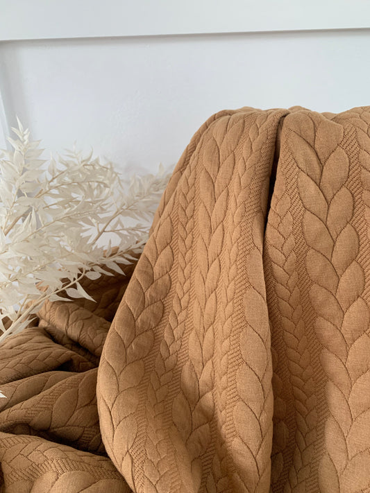 Tissu Jersey Matelassé à Motif Torsade Chameau