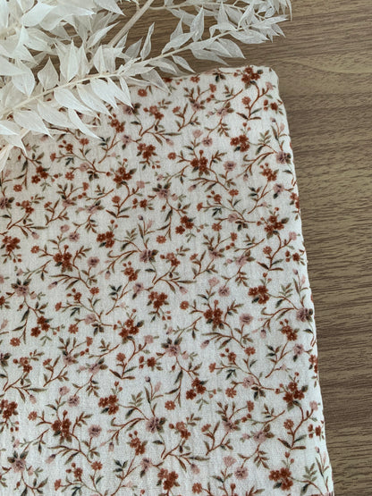 Tissu Double Gaze Impression Numérique - Beige Fleur Romantique