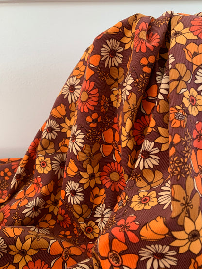 Velours Milleraies Marron Fleurs Rouilles