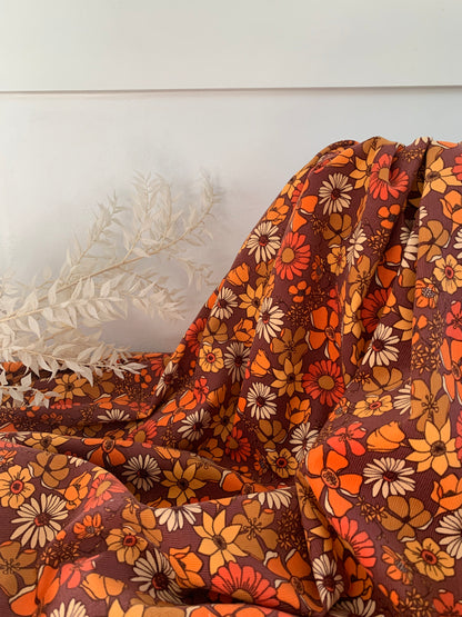 Velours Milleraies Marron Fleurs Rouilles