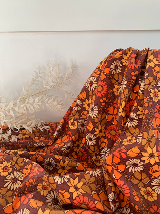 Velours Milleraies Marron Fleurs Rouilles