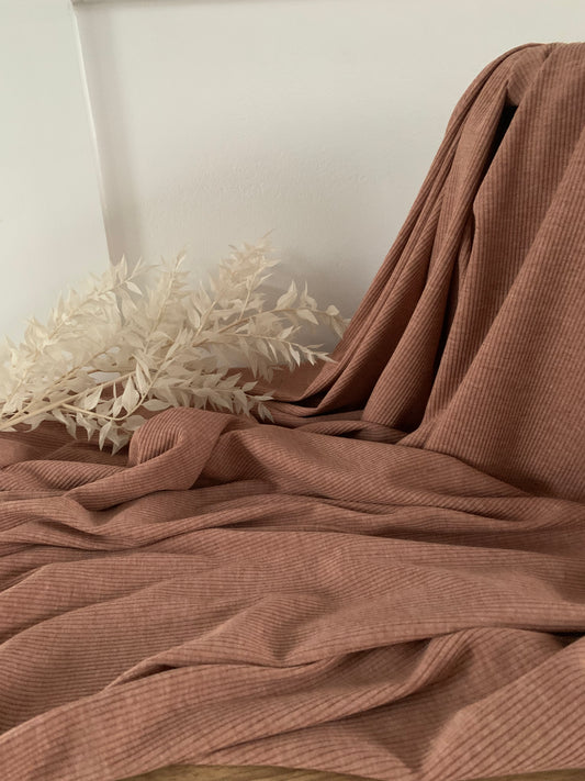 Tissu Maille Tricot Côtelé Rose Vieux Melange