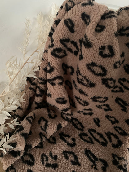 Tissu Fourrure Mouton Léopard Beige Foncé