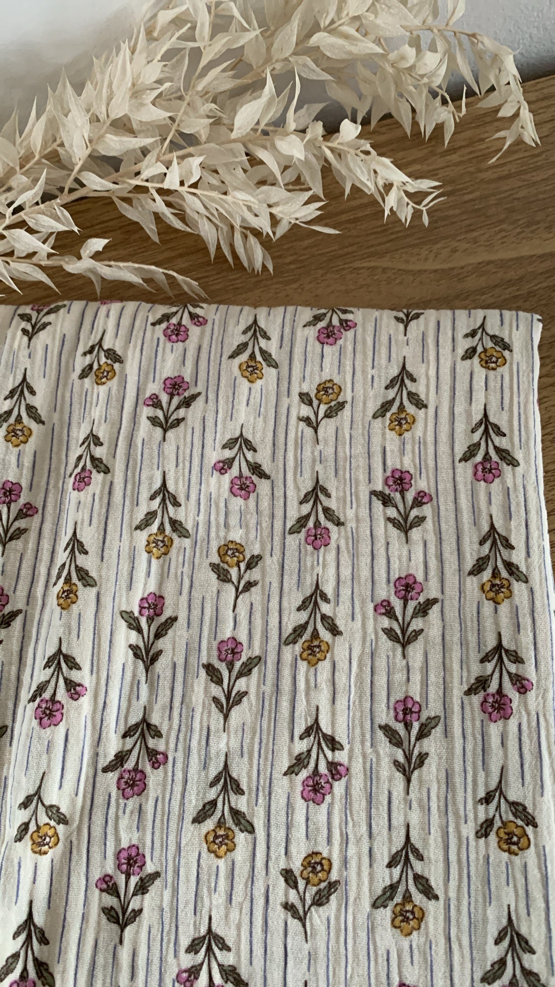 Double Gauze Floral - White / Green