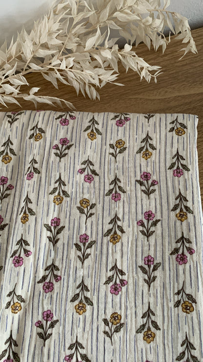 Double Gauze Floral - White / Green