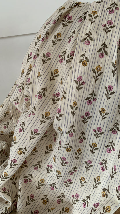 Double Gauze Floral - White / Green