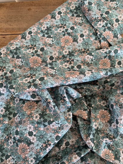 Popeline de Coton Fleurs Bleues