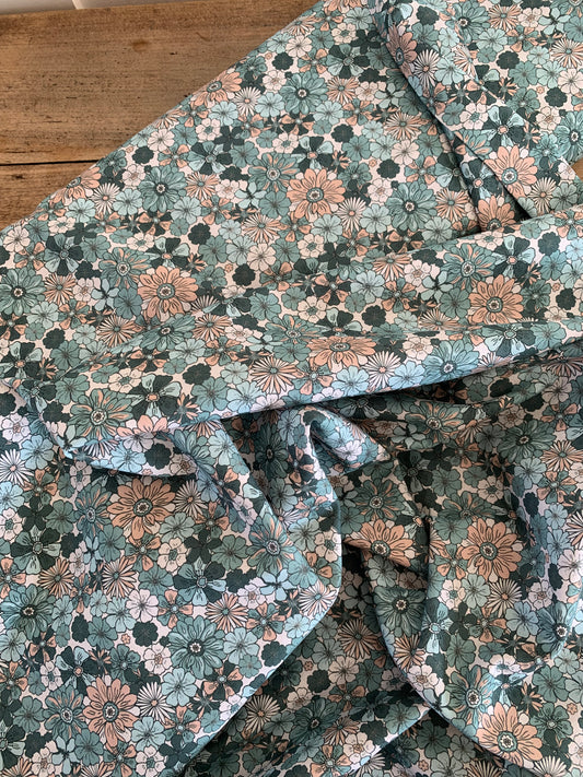 Popeline de Coton Fleurs Bleues