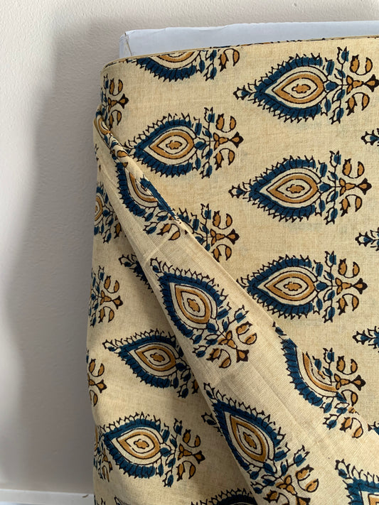 Voile Indien Beige et Bleu