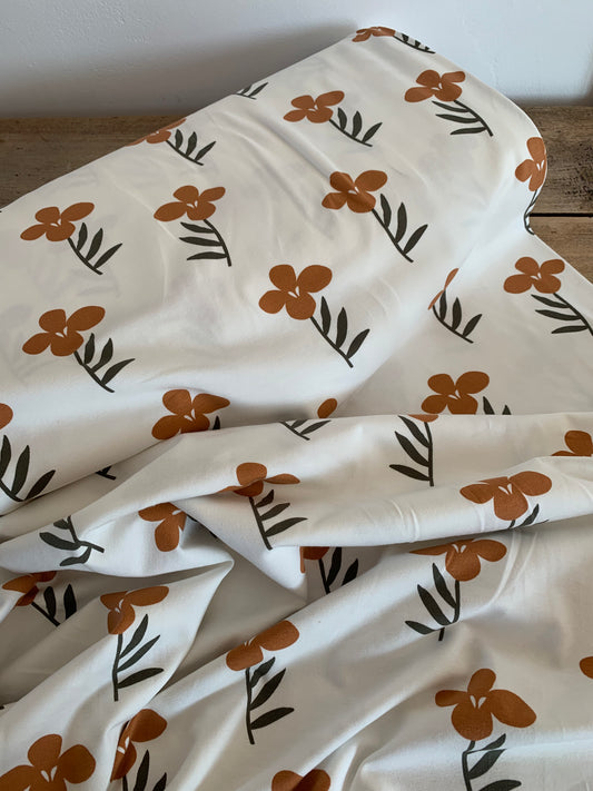 Jersey de Coton Fleurs Camel
