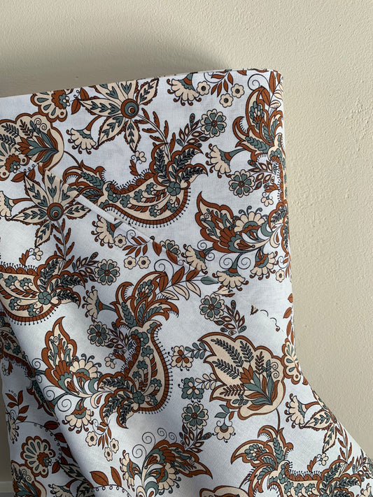 Popeline de coton Paisley Camel
