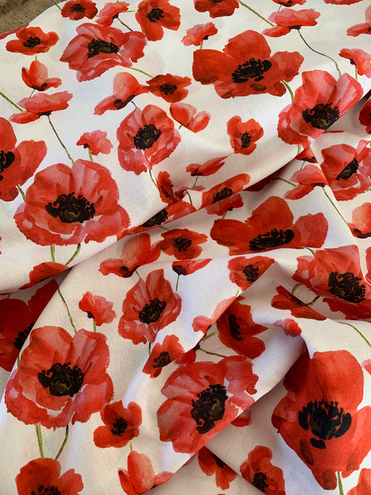 Popeline de Coton Coquelicots