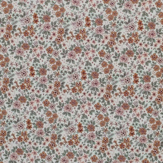 Jersey Coton Impression Buisson Fleur Cacao