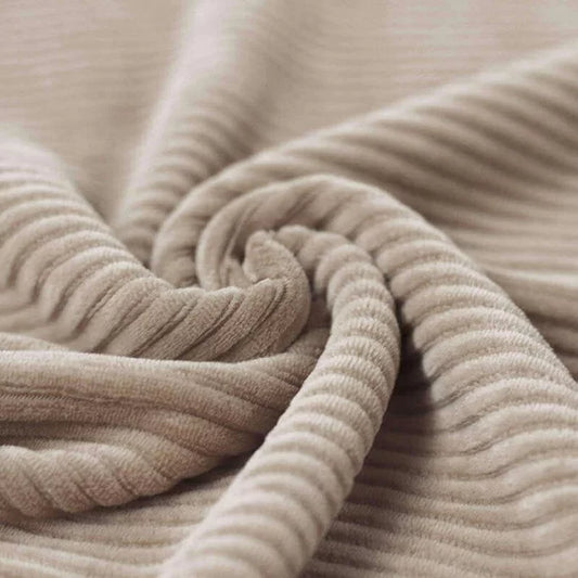 Jersey Velours à Grosses Cotes Beige Foncé