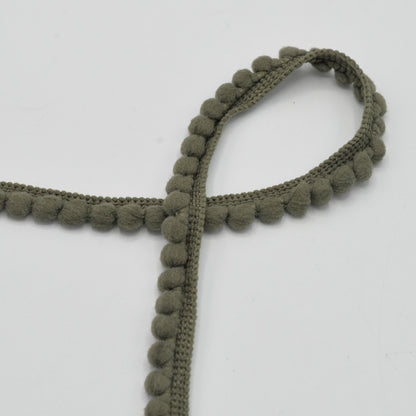 Ruban Pompom Vert Kaki - 6mm
