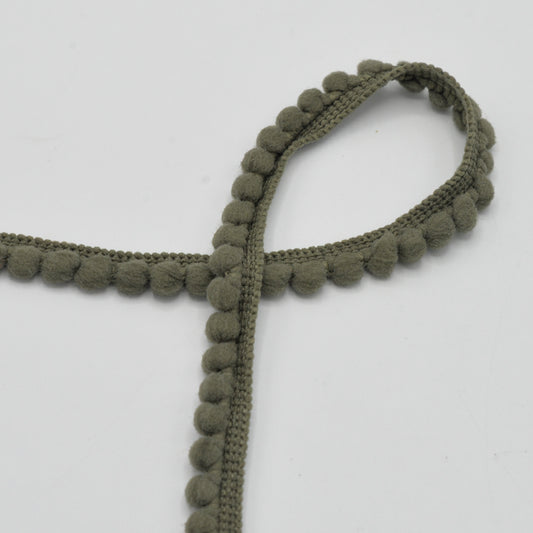 Ruban Pompom Vert Kaki - 6mm