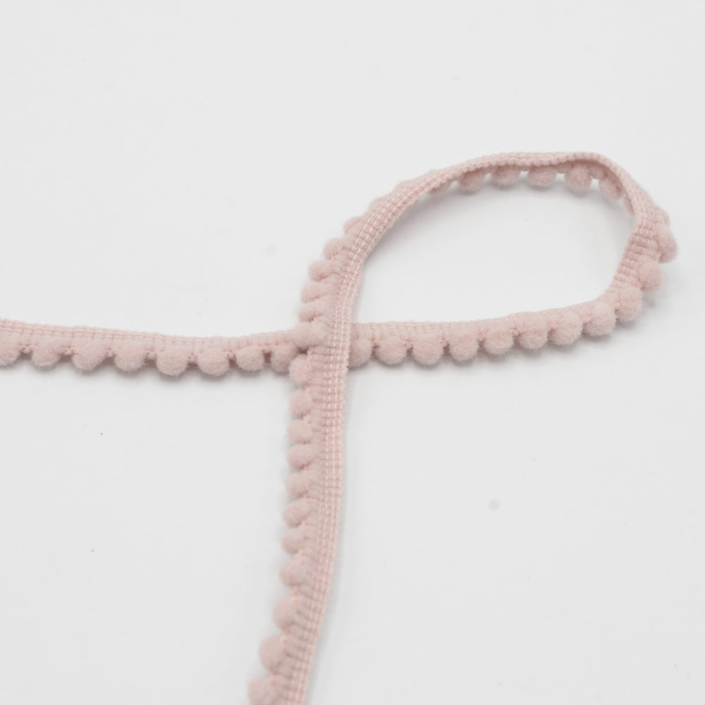 Ruban Pompom Rose Nude - 4mm