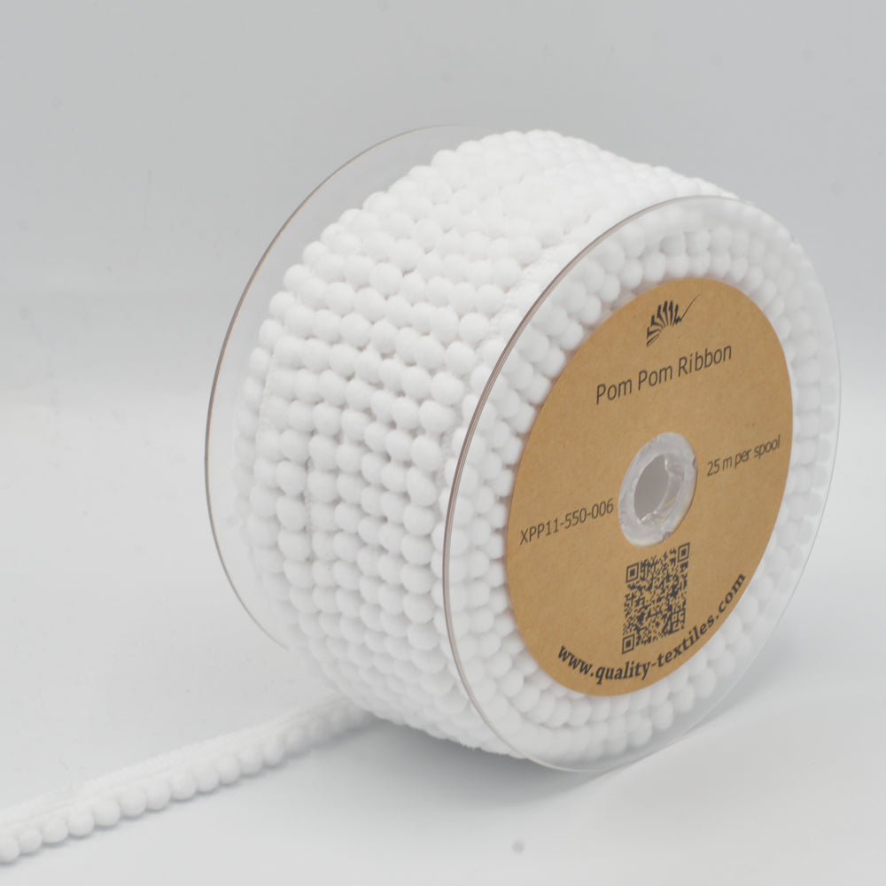Ruban Pompom Blanc - 6mm