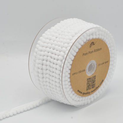 Ruban Pompom Blanc - 6mm