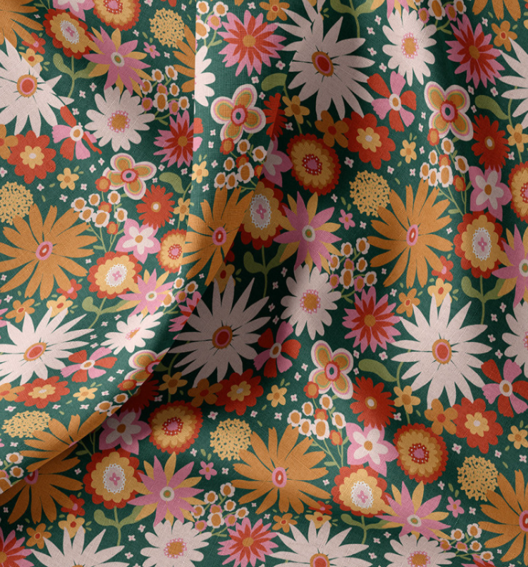 Green/Orange Printed Cotton