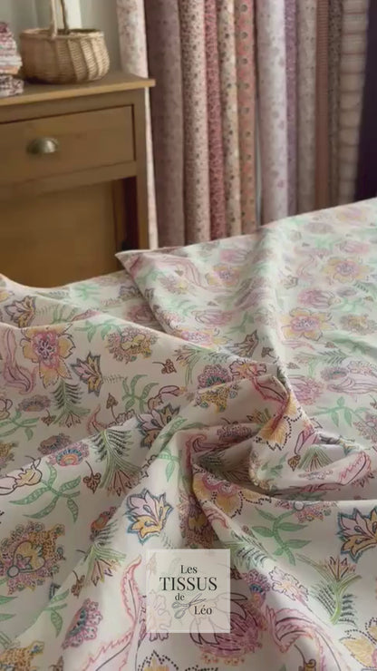Coton Imprimé Bohème Fleurie – Rose Soleil