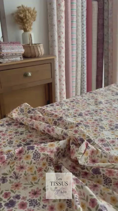 Coton Imprimé Beige / Rose