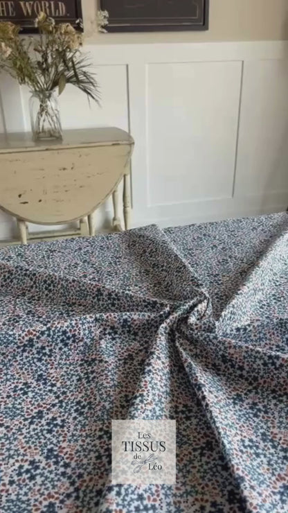 Coton Imprimé Jardin Floral Bleu Bohème
