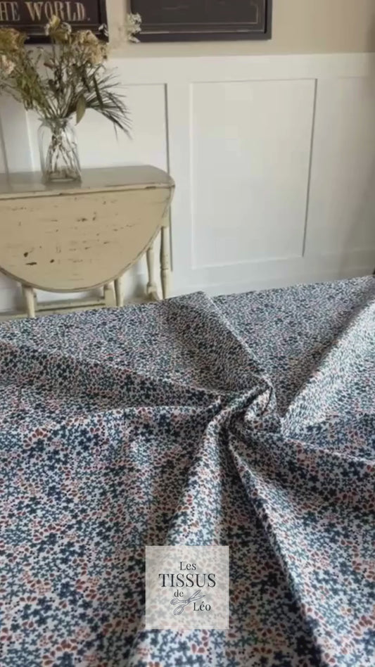 Coton Imprimé Jardin Floral Bleu Bohème