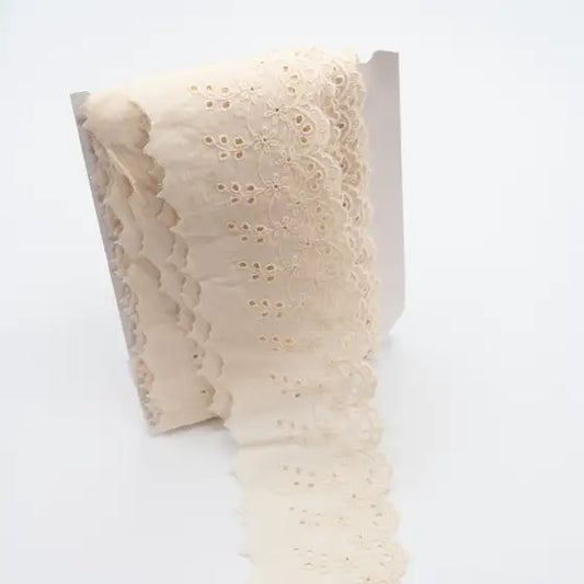 Ruban Broderie Anglaise 80mm - Crème