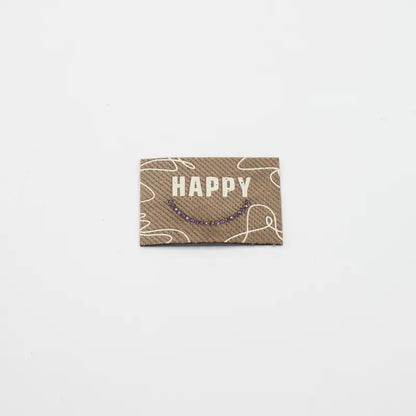 Etiquette tissée HAPPY Taupe