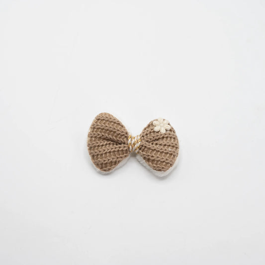 Patch Nœud Tissé Beige – 75 mm – vendu à l’unité