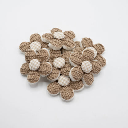 Patch Fleur Tissé Beige – 55 mm – vendu à l’unité
