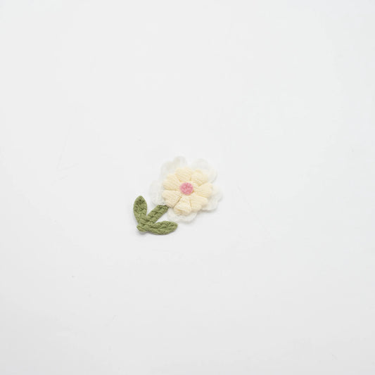 Patch Fleur Tissé Blanc & Rose – 50 mm – vendu à l’unité